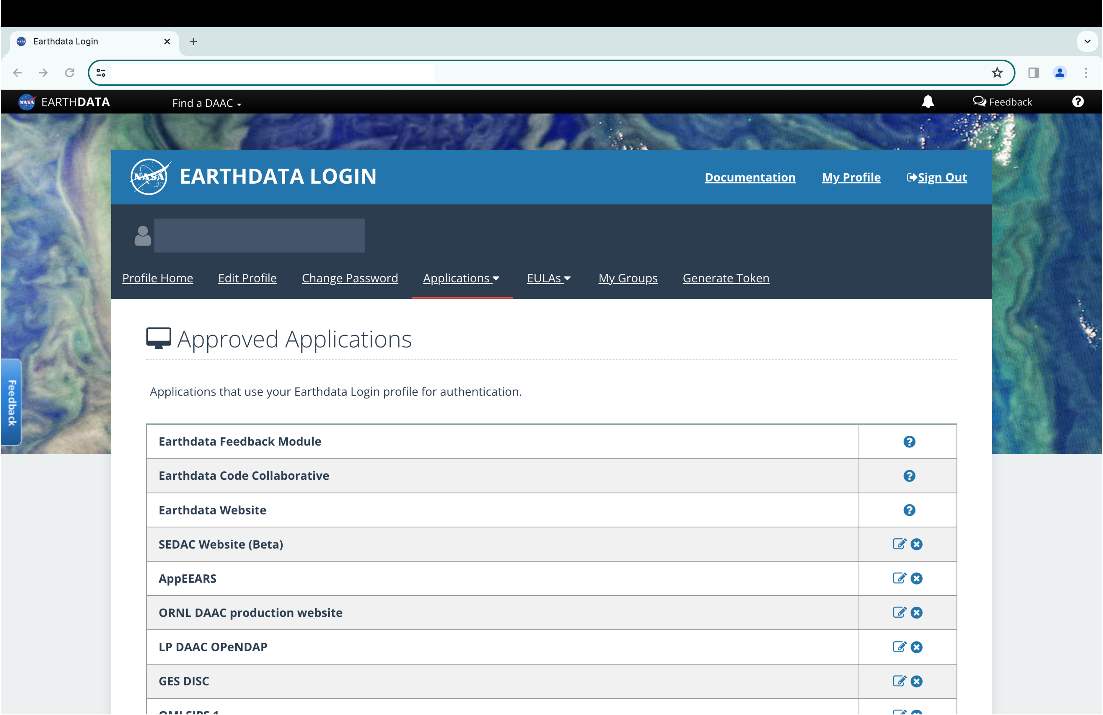 NASA EarthData Approved Applications